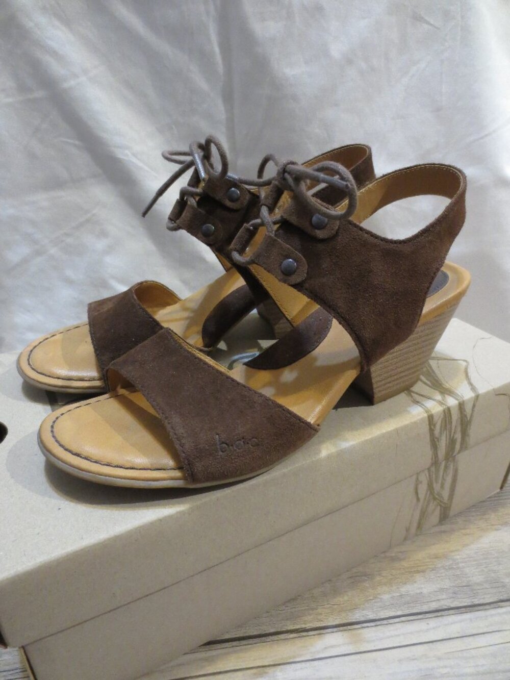 b.o.c Born Concept Blair Dark Brown Faux Suede Dressy Casual Heeled Sandal - 8 M
